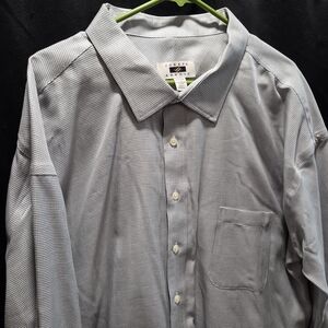 Joseph Abboud Mens Sz 2XL Custom Egyptian Cotton White Blue Micro Print Luxury